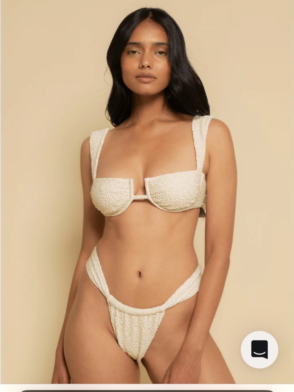 Montce Swim Underwire Oat Cream Texture Dita Demi Sandra Bikini Set S